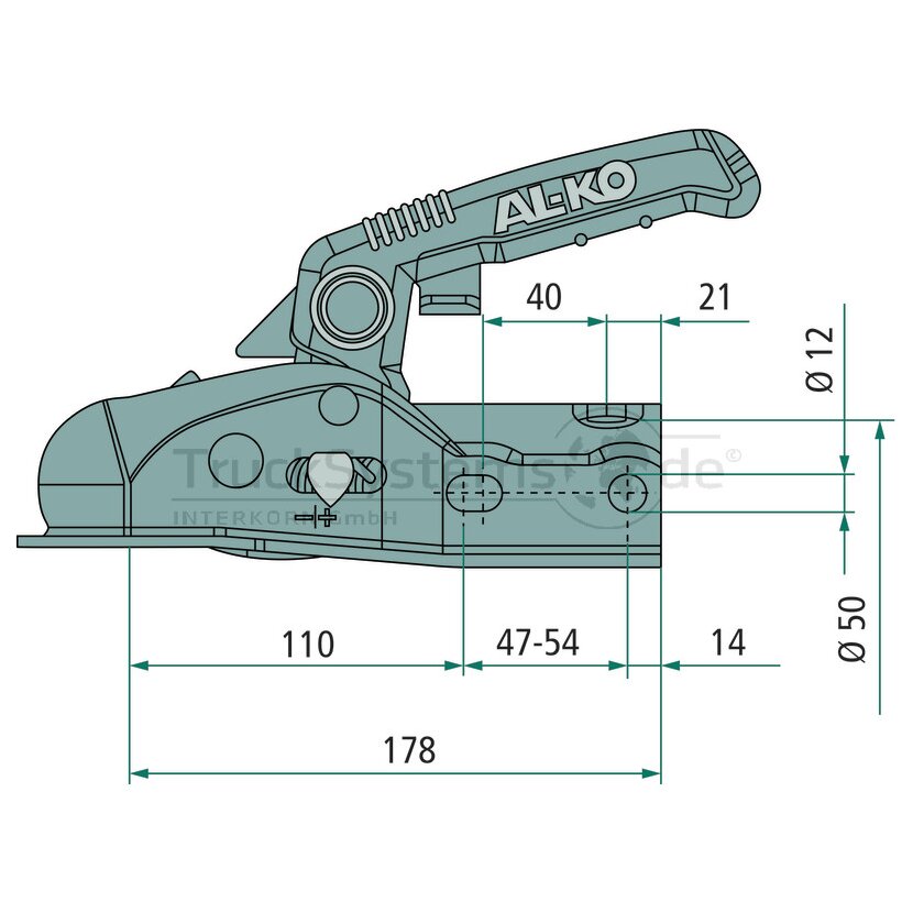 AL-KO 1730083 Kugelkupplung, 2700 kg, AK 270, Durchmesser 50 mm, Soft-Dock