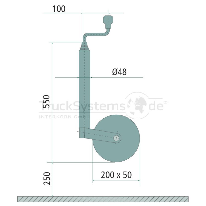 Stützrad Durchmesser 48 mm, Stützlast 150 kg, Metallfelge