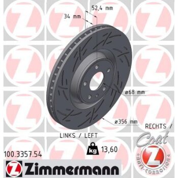 ZIMMERMANN Bremsscheibe 100.3357.54 - 100335754 für...