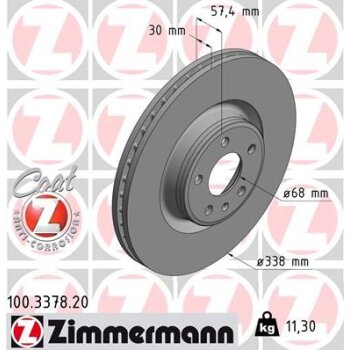 ZIMMERMANN Bremsscheibe 100.3378.20 - 100337820 für...