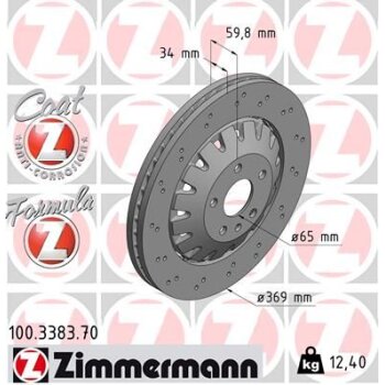 ZIMMERMANN Bremsscheibe 100.3383.70 - 100338370 für...