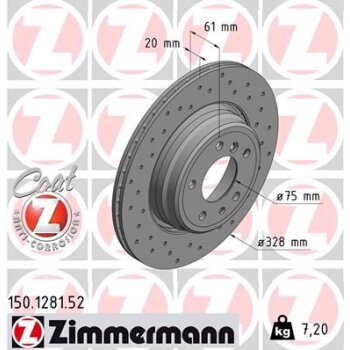 ZIMMERMANN Bremsscheibe 150.1281.52 - 150128152 für...