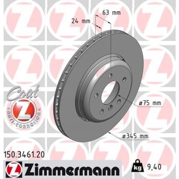 ZIMMERMANN Bremsscheibe 150.3461.20 - 150346120 für...