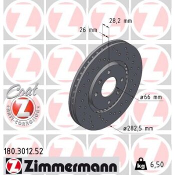 ZIMMERMANN Bremsscheibe 180.3012.52 - 180301252 für...