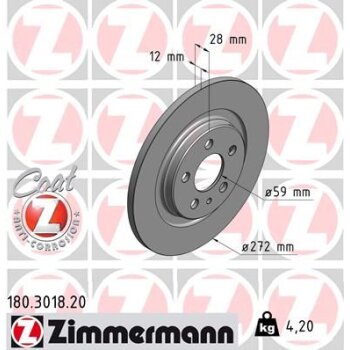ZIMMERMANN Bremsscheibe 180.3018.20 - 180301820 für...