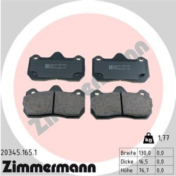 ZIMMERMANN Bremsbelagsatz, Scheibenbremse 20345.165.1 -...