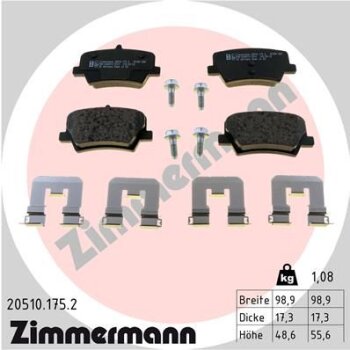 ZIMMERMANN Bremsbelagsatz, Scheibenbremse 20510.175.2 -...