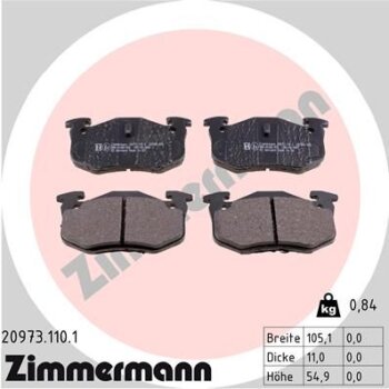 ZIMMERMANN Bremsbelagsatz, Scheibenbremse 20973.110.1 -...