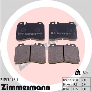 ZIMMERMANN Bremsbelagsatz, Scheibenbremse 21153.175.1 -...