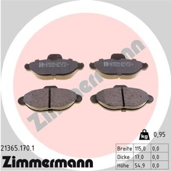 ZIMMERMANN Bremsbelagsatz, Scheibenbremse 21365.170.1 -...