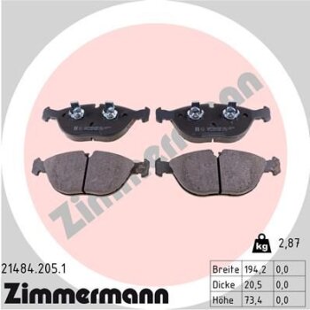 ZIMMERMANN Bremsbelagsatz, Scheibenbremse 21484.205.1 -...