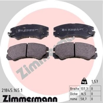 ZIMMERMANN Bremsbelagsatz, Scheibenbremse 21845.165.1 -...
