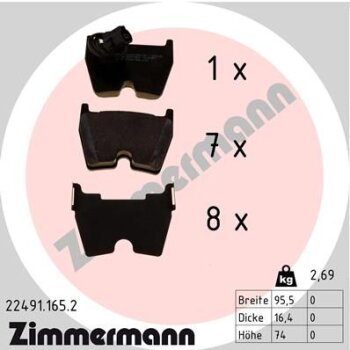 ZIMMERMANN Bremsbelagsatz, Scheibenbremse 22491.165.2 -...