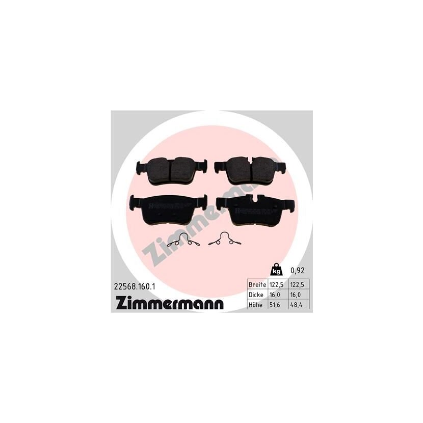 ZIMMERMANN Bremsbelagsatz, Scheibenbremse 22568.160.1 - 225681601 für 32287430