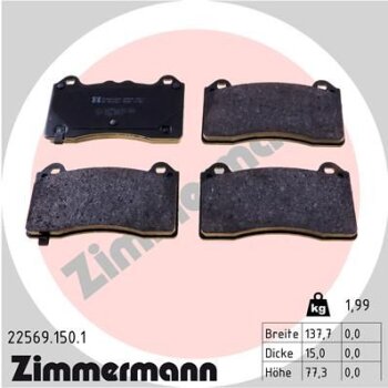 ZIMMERMANN Bremsbelagsatz, Scheibenbremse 22569.150.1 -...