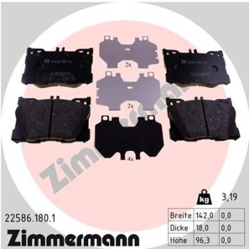 ZIMMERMANN Bremsbelagsatz, Scheibenbremse 22586.180.1 -...