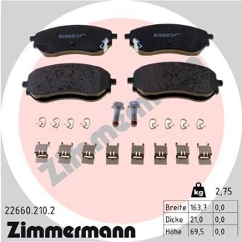 ZIMMERMANN Bremsbelagsatz, Scheibenbremse 22660.210.2 -...