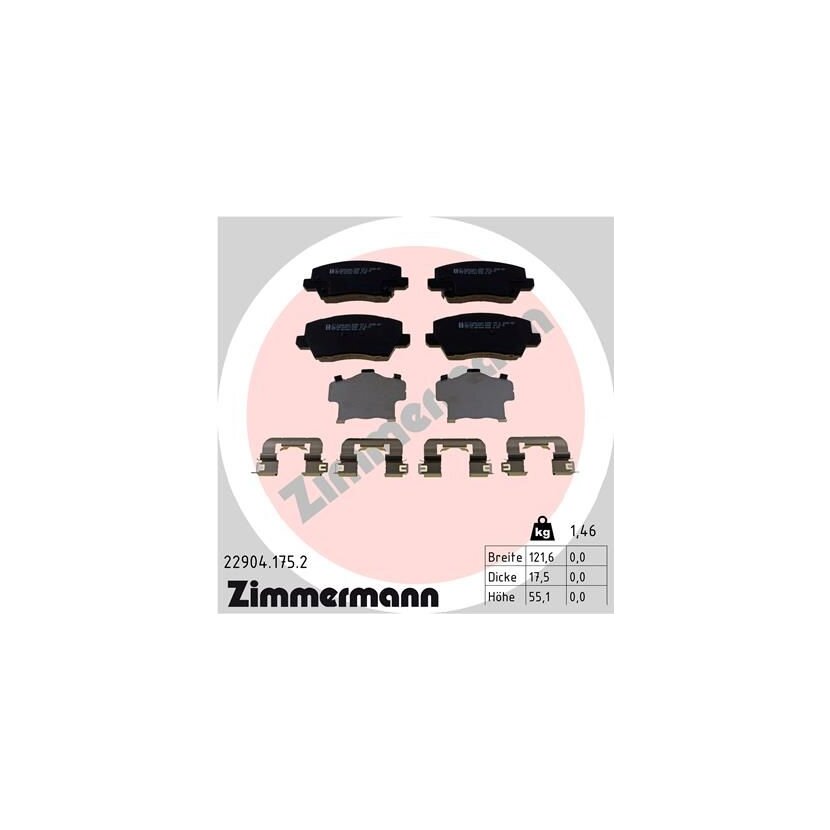 ZIMMERMANN Bremsbelagsatz, Scheibenbremse 22904.175.2 - 229041752 für 58101-G6A40