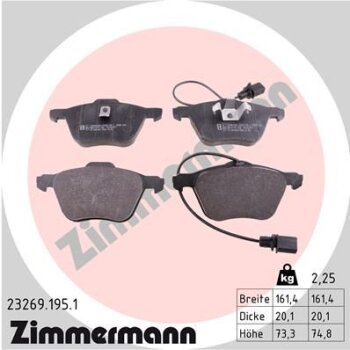 ZIMMERMANN Bremsbelagsatz, Scheibenbremse 23269.195.1 -...