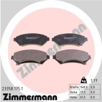 ZIMMERMANN Bremsbelagsatz, Scheibenbremse 23358.175.1 -...