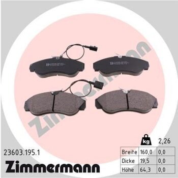 ZIMMERMANN Bremsbelagsatz, Scheibenbremse 23603.195.1 -...