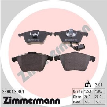 ZIMMERMANN Bremsbelagsatz, Scheibenbremse 23801.200.1 -...