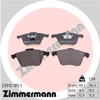 ZIMMERMANN Bremsbelagsatz, Scheibenbremse 23912.185.1 -...