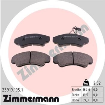 ZIMMERMANN Bremsbelagsatz, Scheibenbremse 23919.195.1 -...