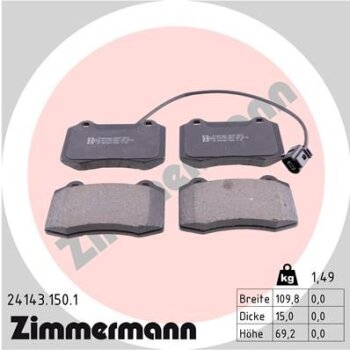 ZIMMERMANN Bremsbelagsatz, Scheibenbremse 24143.150.1 -...
