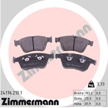 ZIMMERMANN Bremsbelagsatz, Scheibenbremse 24176.210.1 -...
