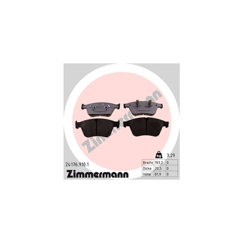 ZIMMERMANN Bremsbelagsatz, Scheibenbremse 24176.910.1 - 241769101 für 164 420 0920