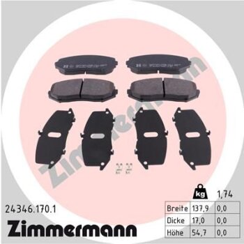 ZIMMERMANN Bremsbelagsatz, Scheibenbremse 24346.170.1 -...