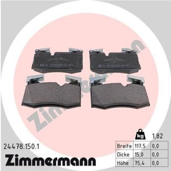 ZIMMERMANN Bremsbelagsatz, Scheibenbremse 24478.150.1 -...