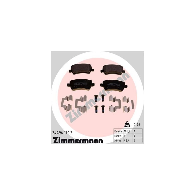 ZIMMERMANN Bremsbelagsatz, Scheibenbremse 24496.170.2 - 244961702 für 30671574
