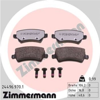 ZIMMERMANN Bremsbelagsatz, Scheibenbremse 24496.970.1 -...