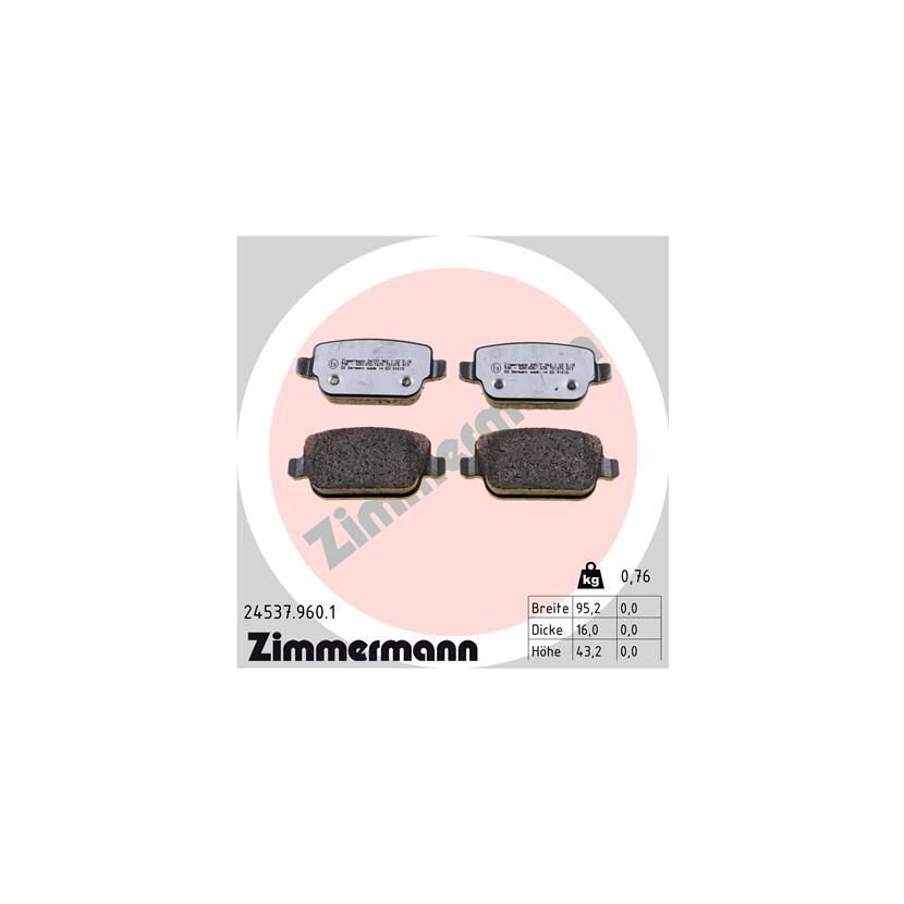 ZIMMERMANN Bremsbelagsatz, Scheibenbremse 24537.960.1 - 245379601 für 1 439 867