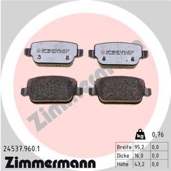 ZIMMERMANN Bremsbelagsatz, Scheibenbremse 24537.960.1 -...