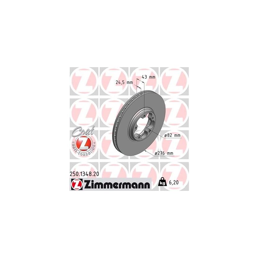 ZIMMERMANN Bremsscheibe 250.1348.20 - 250134820 für 2 256 299
