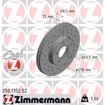 ZIMMERMANN Bremsscheibe 250.1352.52 - 250135252 für...