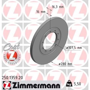 ZIMMERMANN Bremsscheibe 250.1359.20 - 250135920 für...