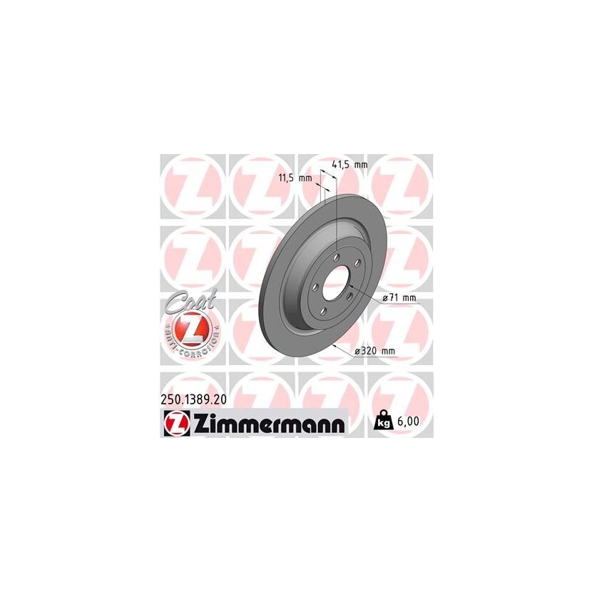 ZIMMERMANN Bremsscheibe 250.1389.20 - 250138920 für 2 032 487