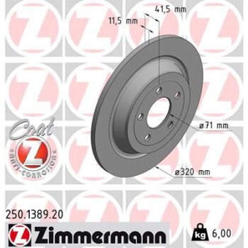 ZIMMERMANN Bremsscheibe 250.1389.20 - 250138920 für...
