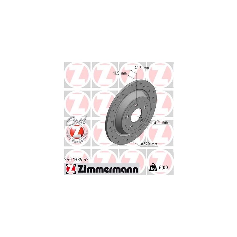 ZIMMERMANN Bremsscheibe 250.1389.52 - 250138952 für 2 032 487
