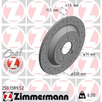 ZIMMERMANN Bremsscheibe 250.1389.52 - 250138952 für...