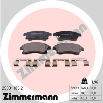 ZIMMERMANN Bremsbelagsatz, Scheibenbremse 25031.185.2 -...