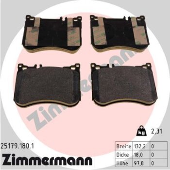 ZIMMERMANN Bremsbelagsatz, Scheibenbremse 25179.180.1 -...