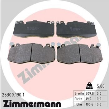 ZIMMERMANN Bremsbelagsatz, Scheibenbremse 25300.190.1 -...