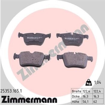 ZIMMERMANN Bremsbelagsatz, Scheibenbremse 25353.165.1 -...