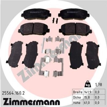 ZIMMERMANN Bremsbelagsatz, Scheibenbremse 25564.160.2 -...