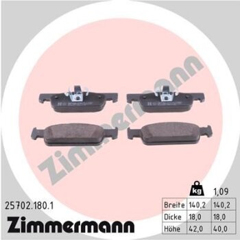 ZIMMERMANN Bremsbelagsatz, Scheibenbremse 25702.180.1 -...